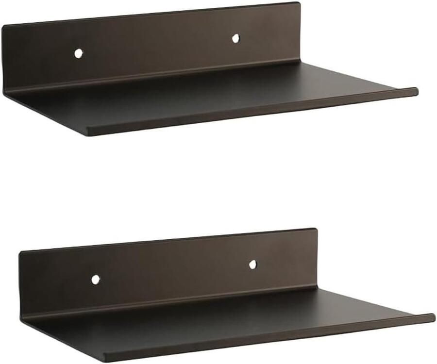 2 stuks zwevende metalen planken zwarte wandplank voor badkamer wandgemonteerde displayplanken voor wanddecoratie in woonkamer slaapkamer gang kantoor