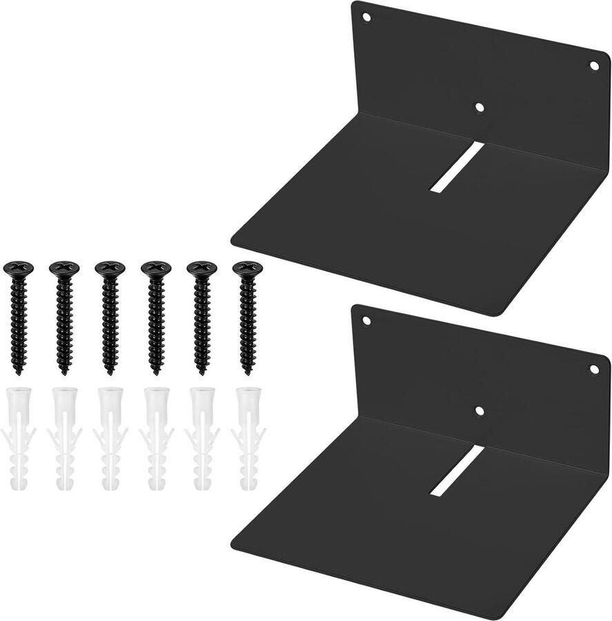 2-stuks zwevende metalen wandplanken voor muur boekenplank voor slaapkamer keuken kantoor badkamer plank zwart 169 x