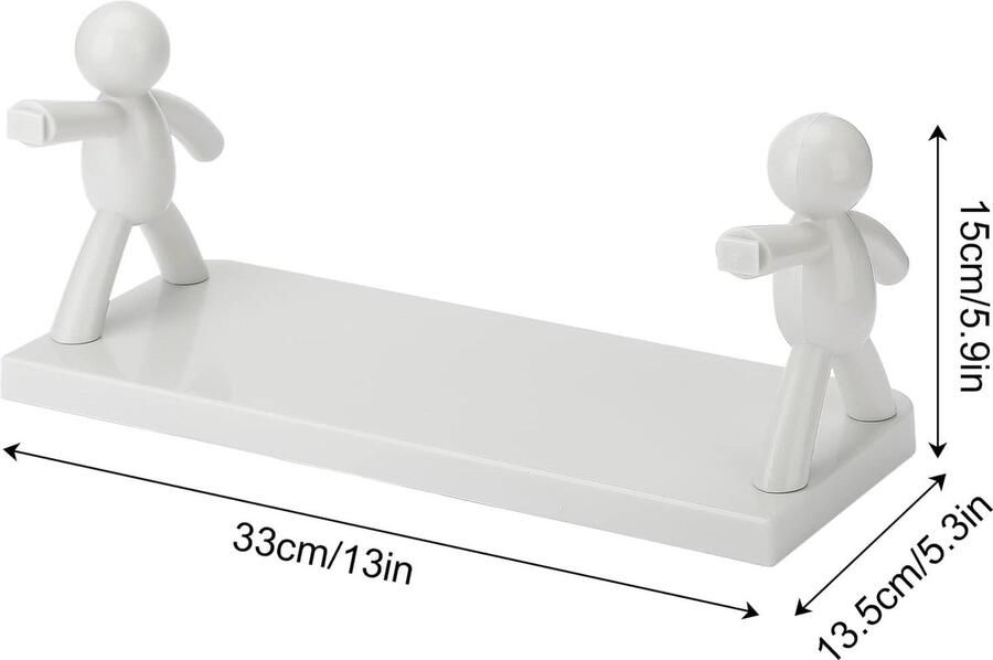 2 Stuks Zwevende Plank Badkamer Wandplank met Schattige Pop Schurk Wandophangrek Ponsvrij Humanoïde Opbergrek Ponsvrij Badkamer Opbergrek 13 4 X 5 X 2 4 Inch(2 stks grijs)