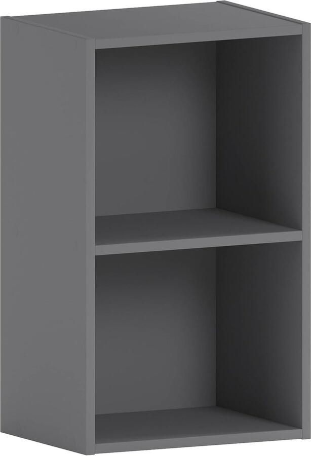 2 Tier Cube Boekenkast Grijs Houten Rekken voor Woonkamer en Kantoor