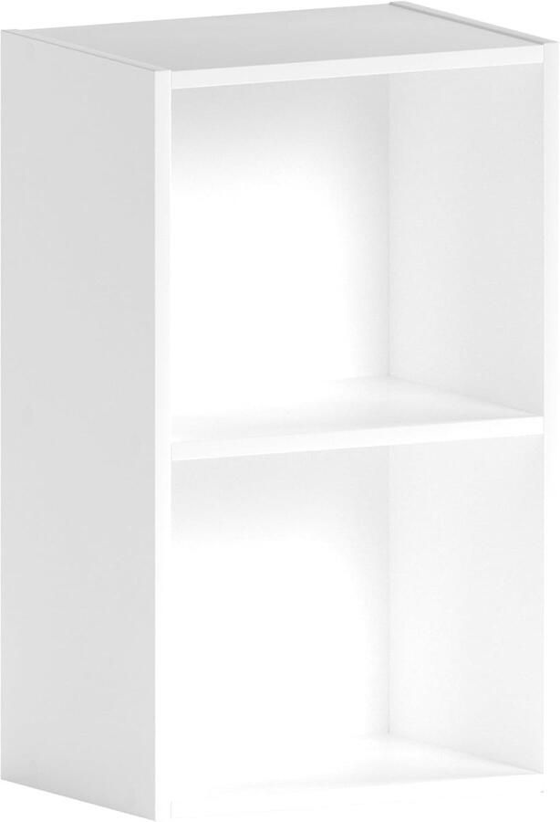 2 Tier Cube Boekenkast Witte Houten Rekken voor Kantoor en Woonkamer