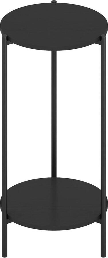 2-Tier Moderne Hoge Ronde Bijzettafel met Stevige Metalen Poten Americano Hoge Ronde Bijzettafel