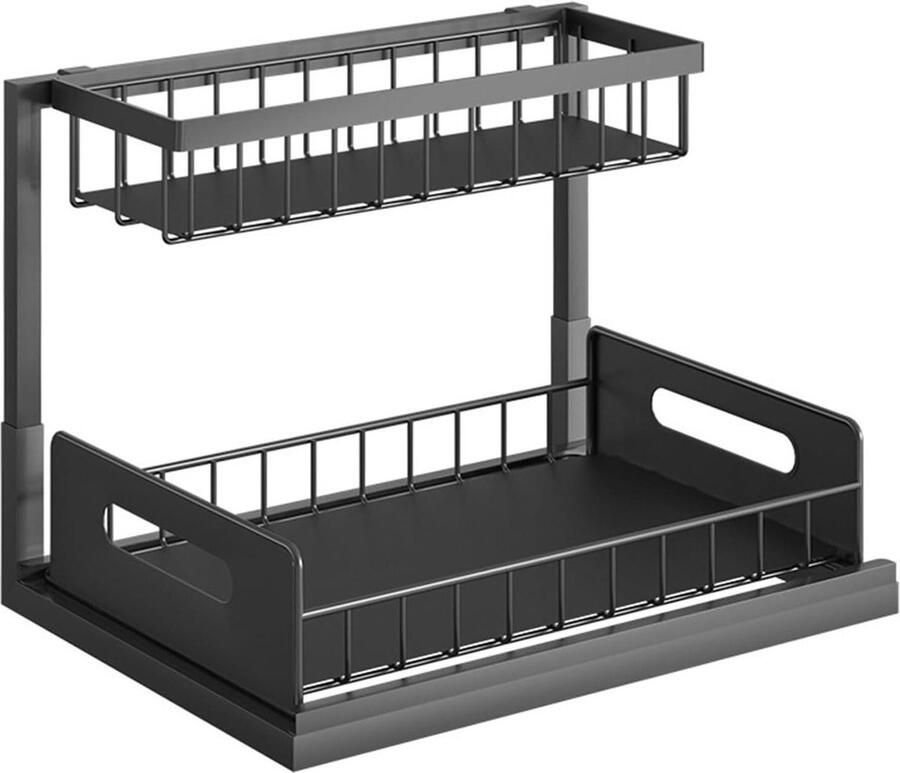 2 Tier Slide Out Under Sink Organizer Cabinet Storage Shelves for Kitchen Bathroom