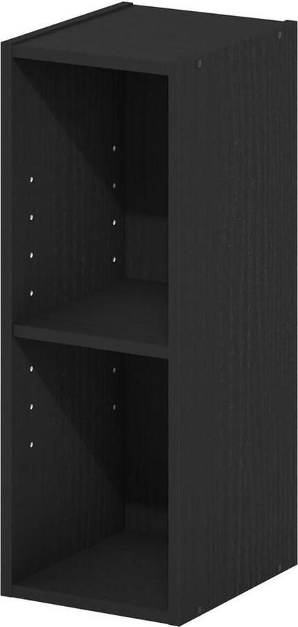 2-Tier Space Saving Storage Shelf Bookcase 20 cm Wide Black Wood Furinno Fulda