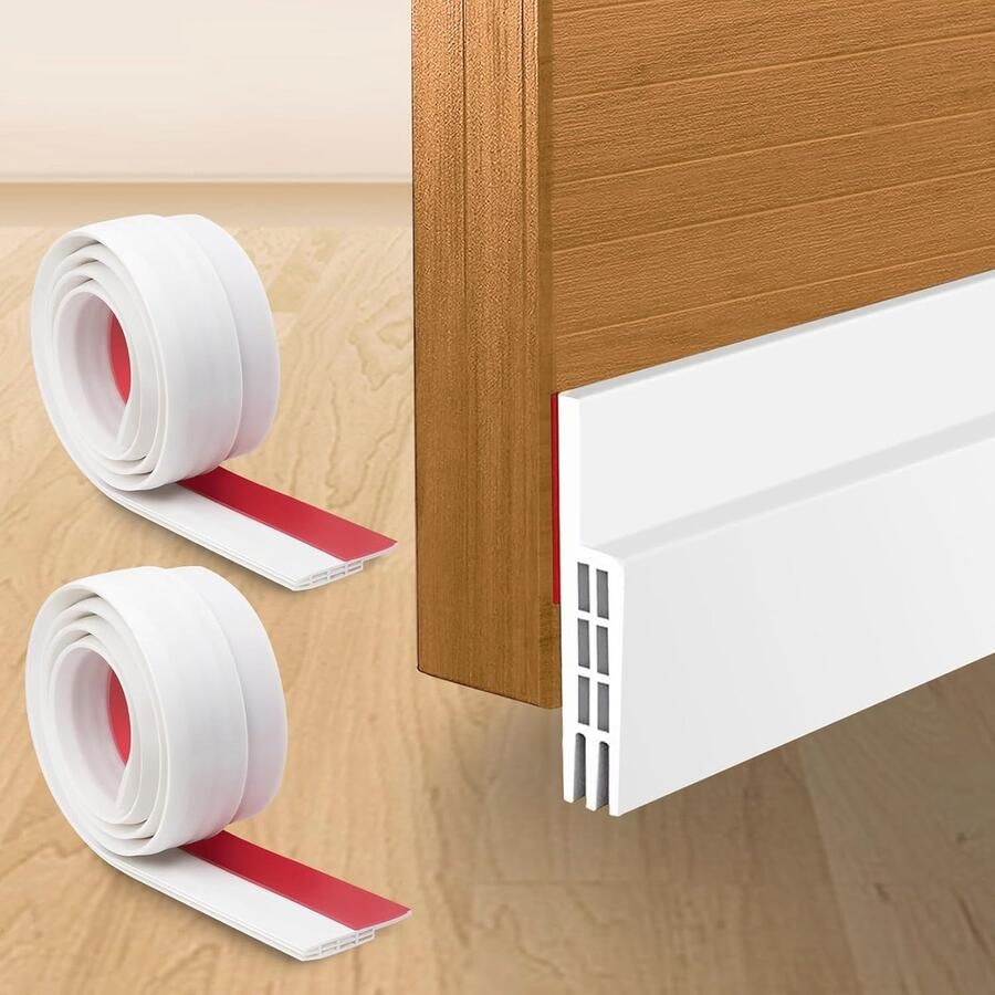 2 Verpakkingen Tochtstopper voor Onderste Deur Zelfklevende Geluidsdichte Deurafdichting (Wit)