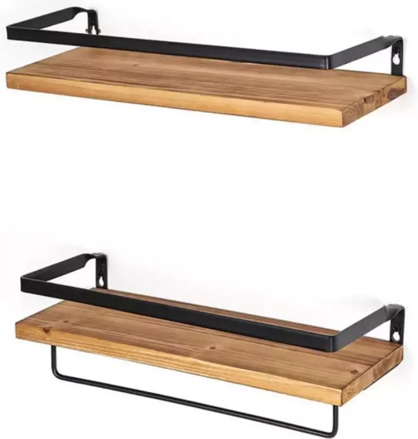 2 Wandplanken drijvend Hout 40 x 15 x 9 bruin