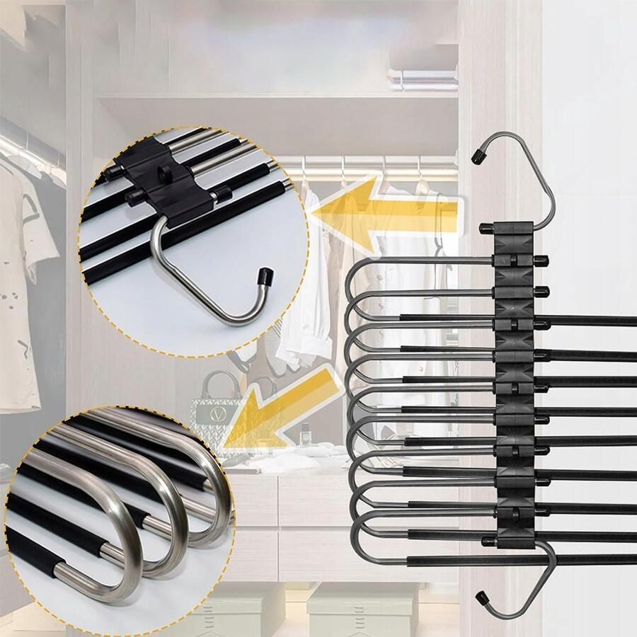 Bedee 2 x 9-laags telescopisch multifunctioneel kledingrek met 9 stangen 4 ophanggaten antislipontwerp horizontaal verticaal gebruik