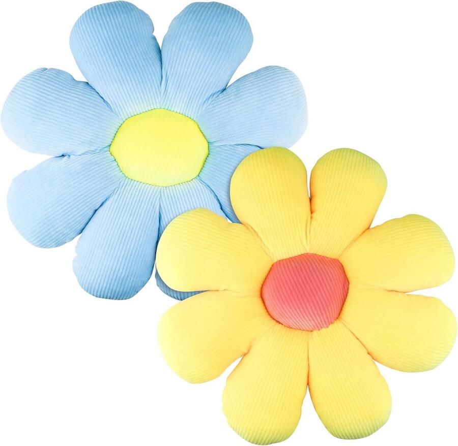 2 x bloemenkussen kussen met bloem kussen in bloemvorm wit en roze bloemenkussen kussen voor bank kussen kleurrijk schattige pillow pluche vloerkussen voor slaapkamer bank stoel