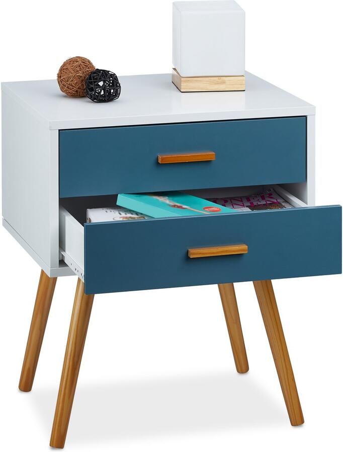 Relaxdays 2 x dressoir met lades retro stijl sideboard bijzettafel – kastje