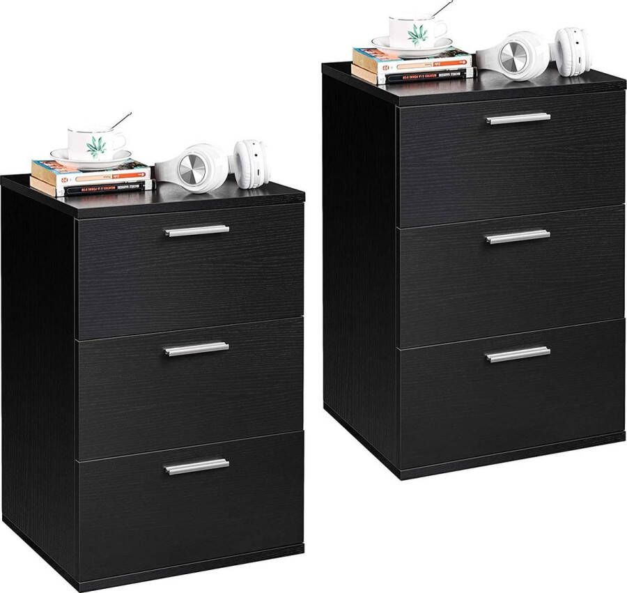 2 x nachtkastje commode boxspringbed nachtkastje 59 cm hoog laden met handvat-wart