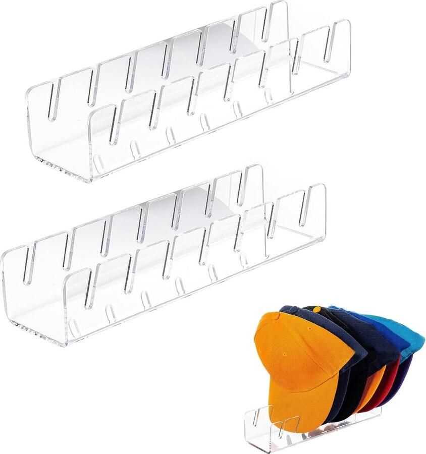 2 x pettenhouder transparante hoedenstandaard minimalistische hoedenhouder acryl hoedenorganizer verticaal zonder houder voor maximaal 7 baseballpetten voor het tentoonstellen van baseballpetten