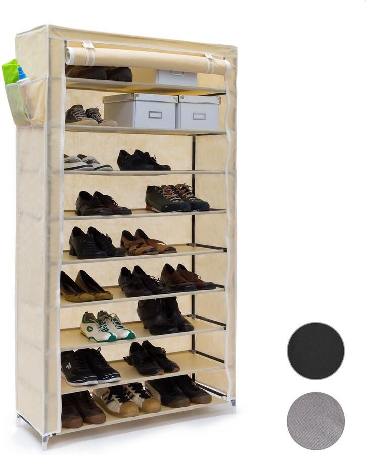 Relaxdays 2 x schoenenrek VALENTIN 9 etages stofkast schoenenkast rek beige