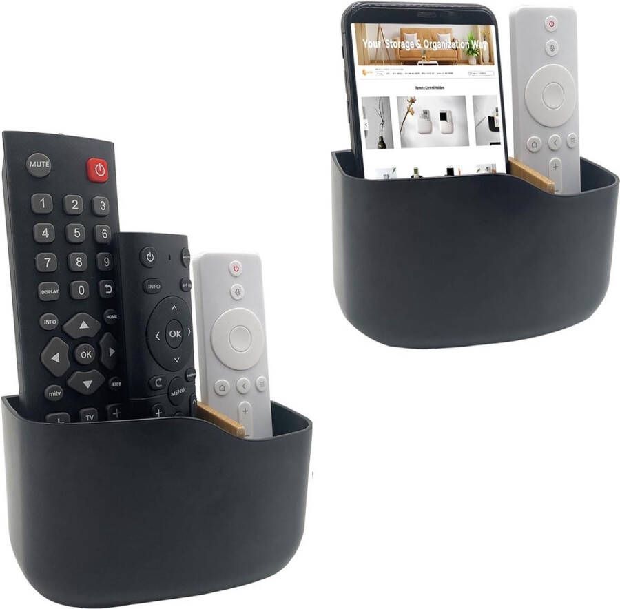 2 zelfklevende afstandsbedieninghouders universele houder voor mediaspeler controller wandmontage afstandsbediening organizer box zwart