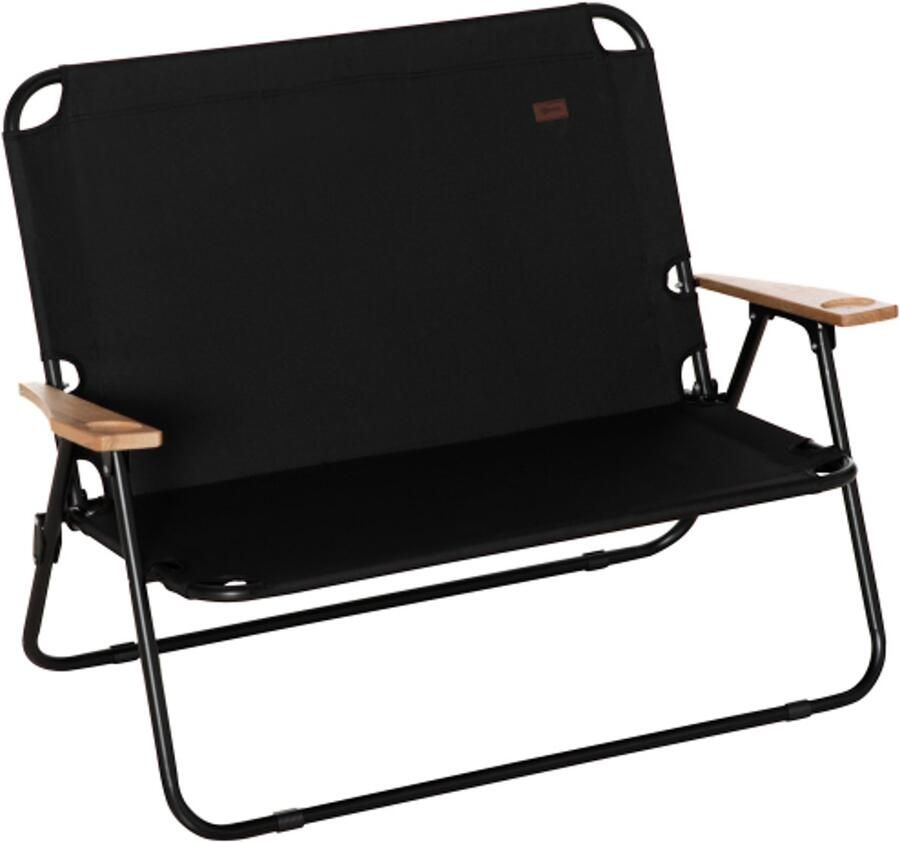 2-zits opvouwbare draagbare tuinstoel regisseursstoel opvouwbare stoel met bekerhouder voor picknicks in de buitenlucht wandelen max. belasting 160 kg zwart 114 x 67 x 80 cm