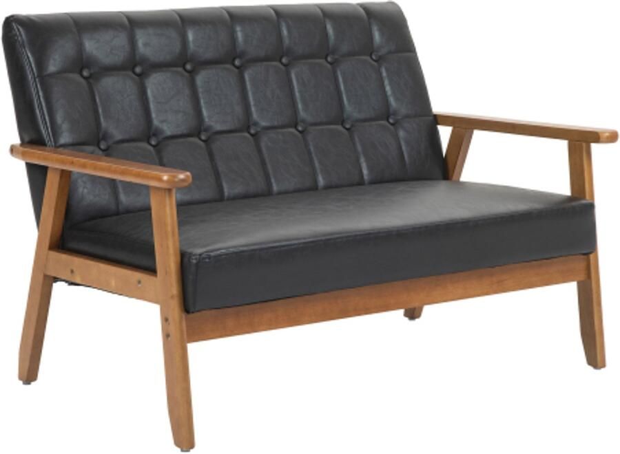 GOTAGEE 2-zits tweepersoonsbank met sponsvulling polyester fauteuil van massief hout voor woonkamer slaapkamer kantoor en ontspanningsruimte PU