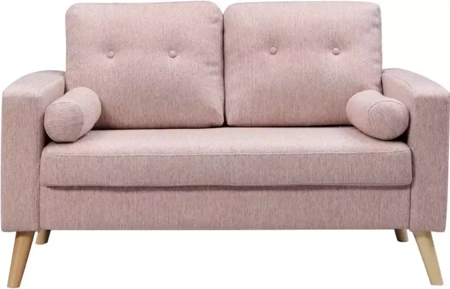 Vente-unique 2-zitsbank van stof met woleffect TATUM Poederrose L 130 cm x H 83 cm x D 81 cm - Foto 4