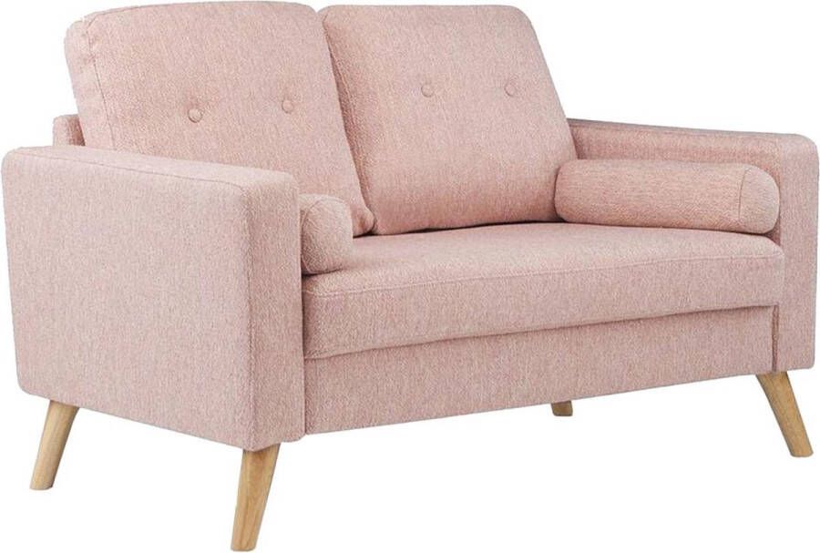 Vente-unique 2-zitsbank van stof met woleffect TATUM Poederrose L 130 cm x H 83 cm x D 81 cm - Foto 2