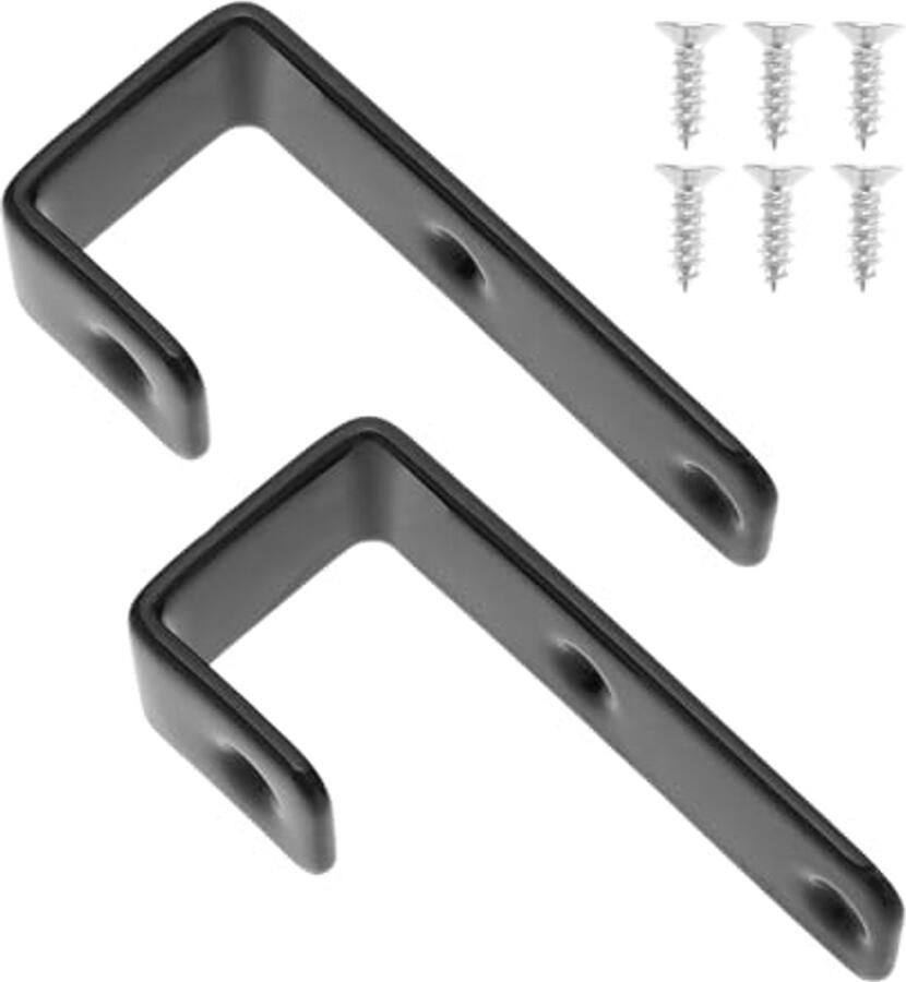 2 Zware Metalen J-Haken met PVC-Coating voor Stapelbedden en Hoogslapers Zwart