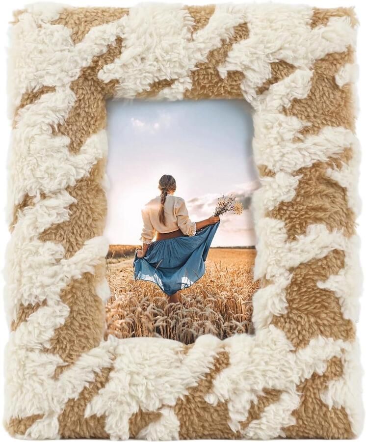 20 5*25 5cm-bruin en wit-Koe-stijl zachte pluche fotolijst-Familie foto decoratie fotolijst-Verjaardagscadeau-huwelijkscadeau-Slaapkamer nachtkastje decoratie