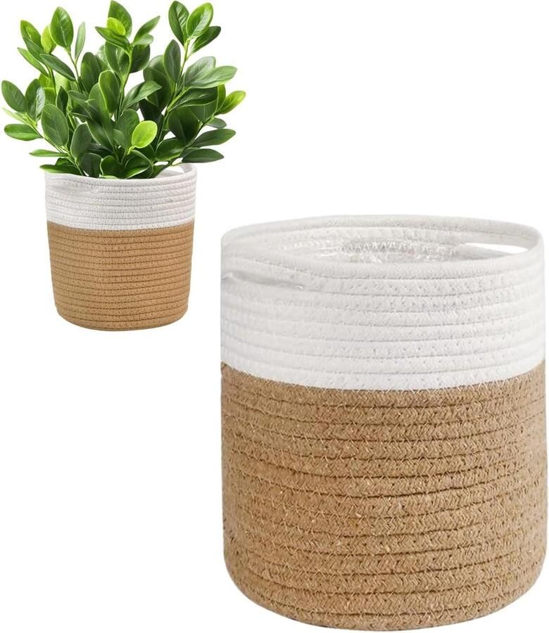 20 cm geweven katoenen touw plantenmand voor huisdecoratie