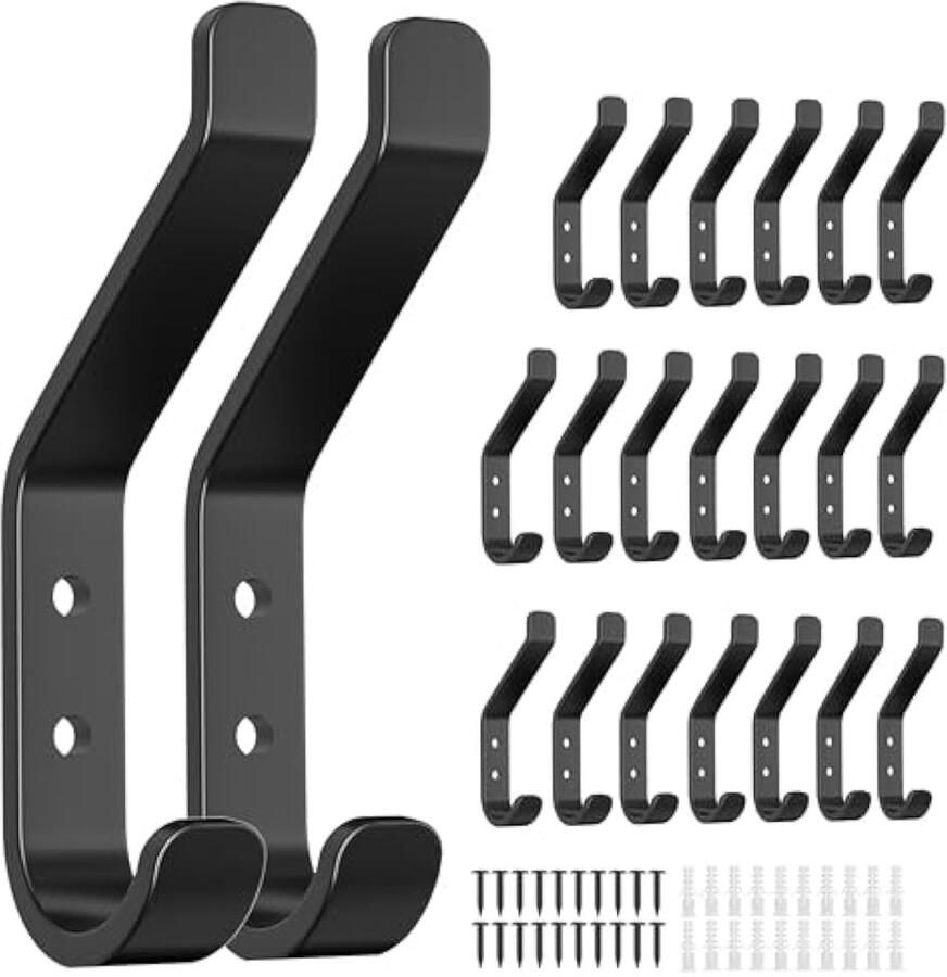 20-delige kapstokhaken zwarte schroefbare kapstokhaken wandhaken voor akoestische panelen wandpanelen slaapkamer woonkamer badkamer voor jassen jacks metaal 10 cm