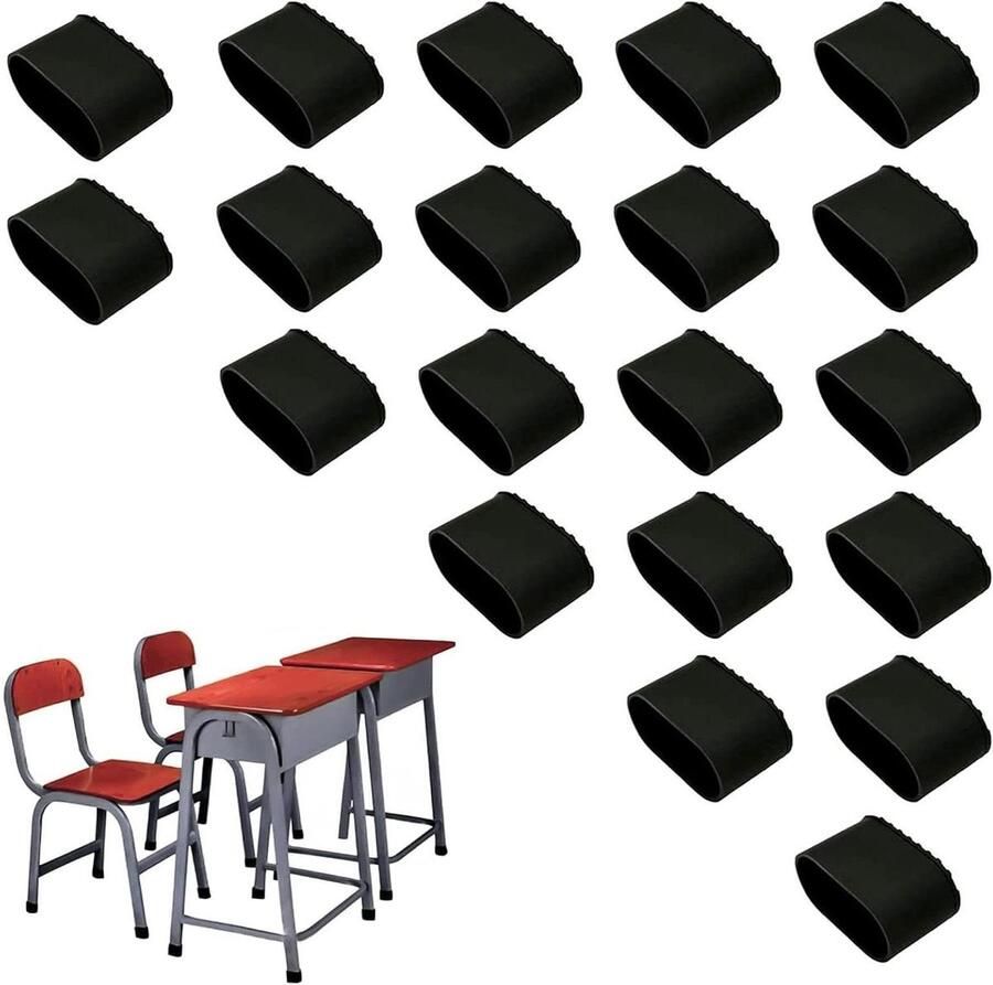 20-Delige set zwarte stoelpootdoppen bescherming voor stoel- en tafelpoten