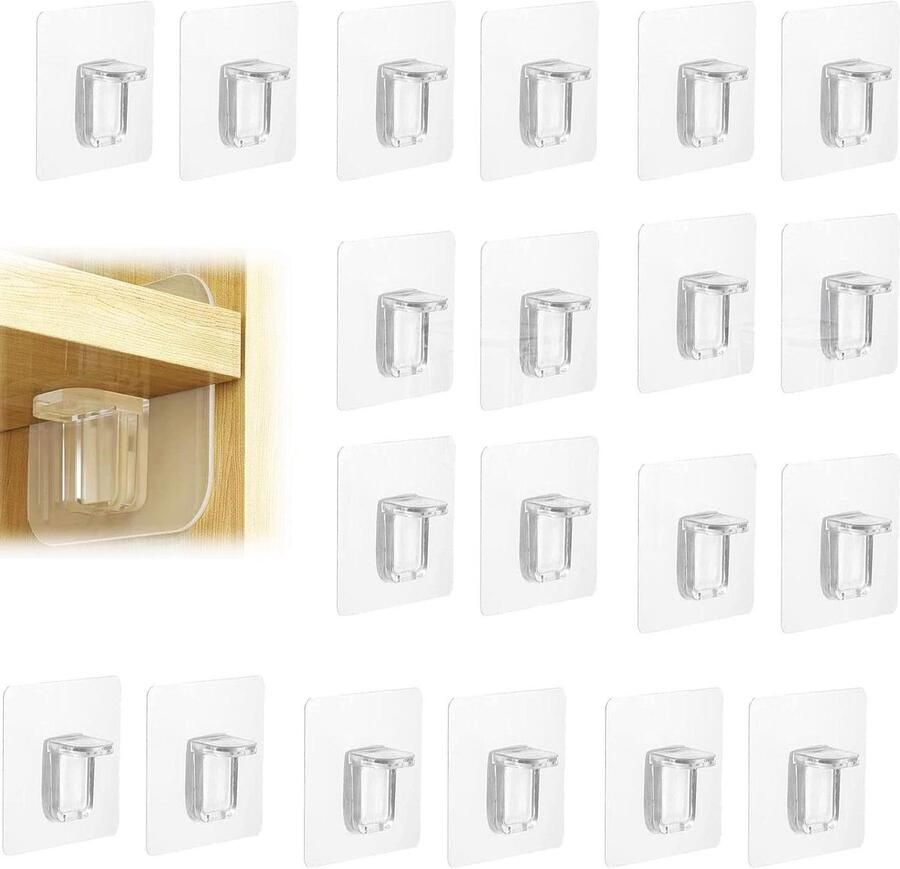 20-delige Zelfklevende Planksteunpennen Sterke Partitie Houders Eenvoudige Installatie Voor Garderobe Kasten Boekenplanken Vitrinekasten