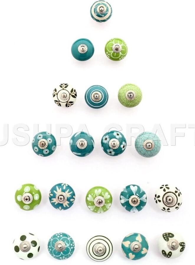 20 Green White Cream Ceramic Door Knob Cabinet Handle PUSHPACRAFTS Drawer Pull Knob