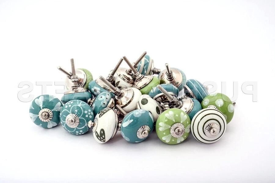 20 groen wit crème keramische deurknop kast handvat PUSHPACRAFTS trek lade trekker knop