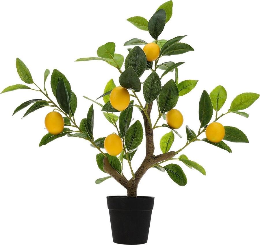 20 inch kunstmatige gele citroenboom nep huis decoratie met realistische bladeren thuis en kantoor fruit plant plastic pot groene plant tafel tuin binnen