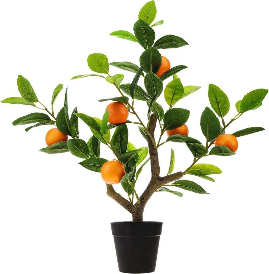 20-inch kunstmatige sinaasappelboom nep huis groene plant decoratie met plastic pot realistische bladeren voor thuis tafel kantoor tuin binnen buiten