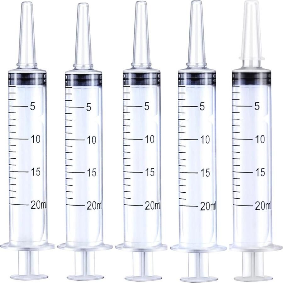20 ml Spuit 5 Stuks Herbruikbare Plastic Meetspuiten voor Laboratorium en Industrieel Gebruik