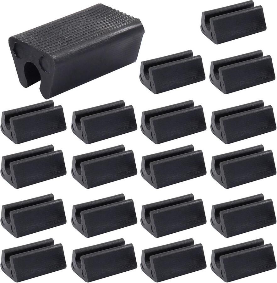 20-pack 10 mm U-vormige stoelpoten kunststof rechthoekige beenhoezen antislip barkruk beenvloerbeschermers geruisloze beenhoezen voor metalen stoelen terrasmeubilair (zwart)