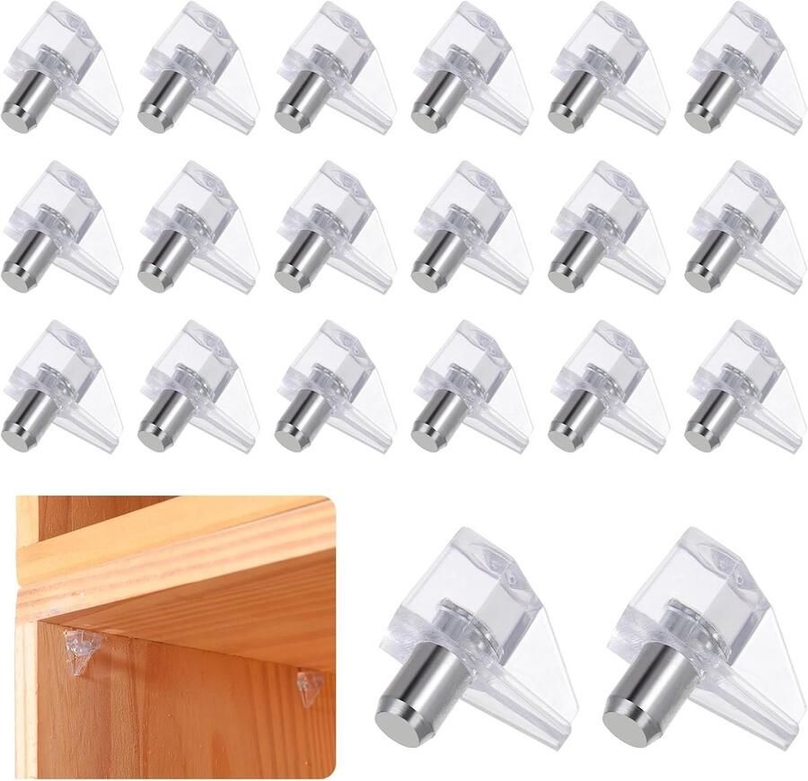20 Stks 5 Millimeter Clear Plank Ondersteuning Peg Clear Plastic Vervanging Peg Kast Plank Ondersteunt Pins voor Keuken Meubels Boek Planken Ponsen Dakspaan Houder Vergrendelspelden