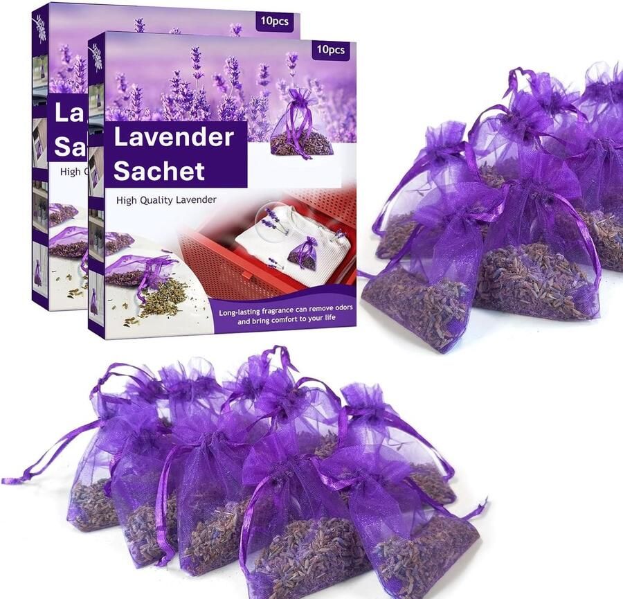 20 stuck Lavendel Geurzakjes Biologische Lavendel natuurlijke lavendel Paars Lila- Organza Zakjes lavendel geurzakje Geurzakjes voor kledingkast Geurzakjes Lavendel