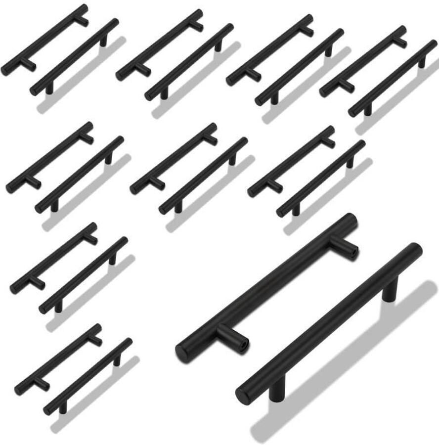 20 stuks 160 mm zwarte keukenkastgrepen roestvrijstalen ladegrepen voor kledingkasten badkamers keukenkastjes modern design