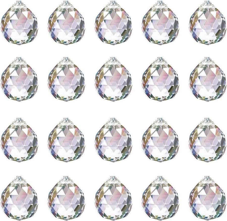 20 stuks 20 mm prisma-kristallen om op te hangen voor raamdecoratie kroonluchter en meer