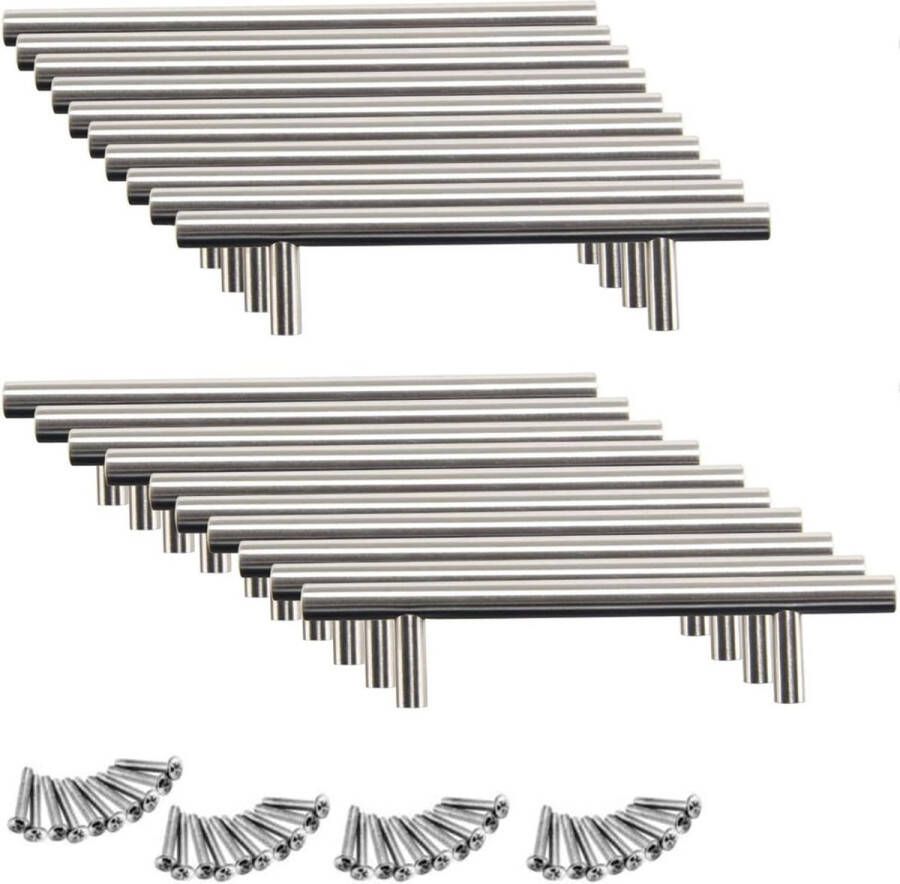 20 stuks 96 mm roestvrij stalen meubelgrepen boorgatafst geborsteld stanggreep relinggrepen roestvrij stalen buis Ø 10 mm herbruikbaar