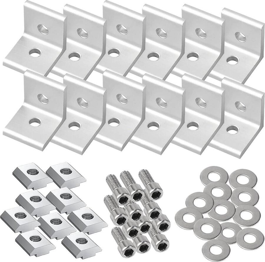 20 stuks Aluminium profielen hoekverbindingen 30 x 30 groef 8 bevestigingsmateriaal met schroef