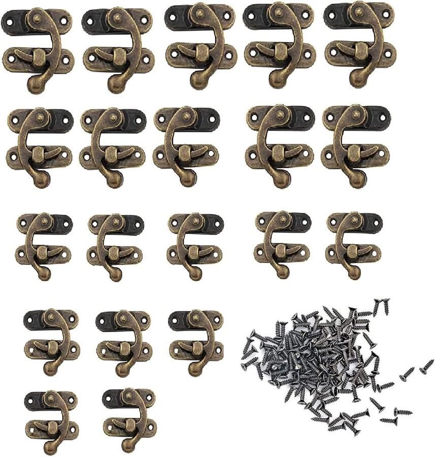 20 Stuks Antieke Vintage Lock Sluiting Klink Haak Hasp Antieke Hasp Klink Haak Bronzen Tone Hasp Sieraden Doos Lock Sluiting voor Houten Doos Sieraden Doos Kledingkast Diy Accessoires