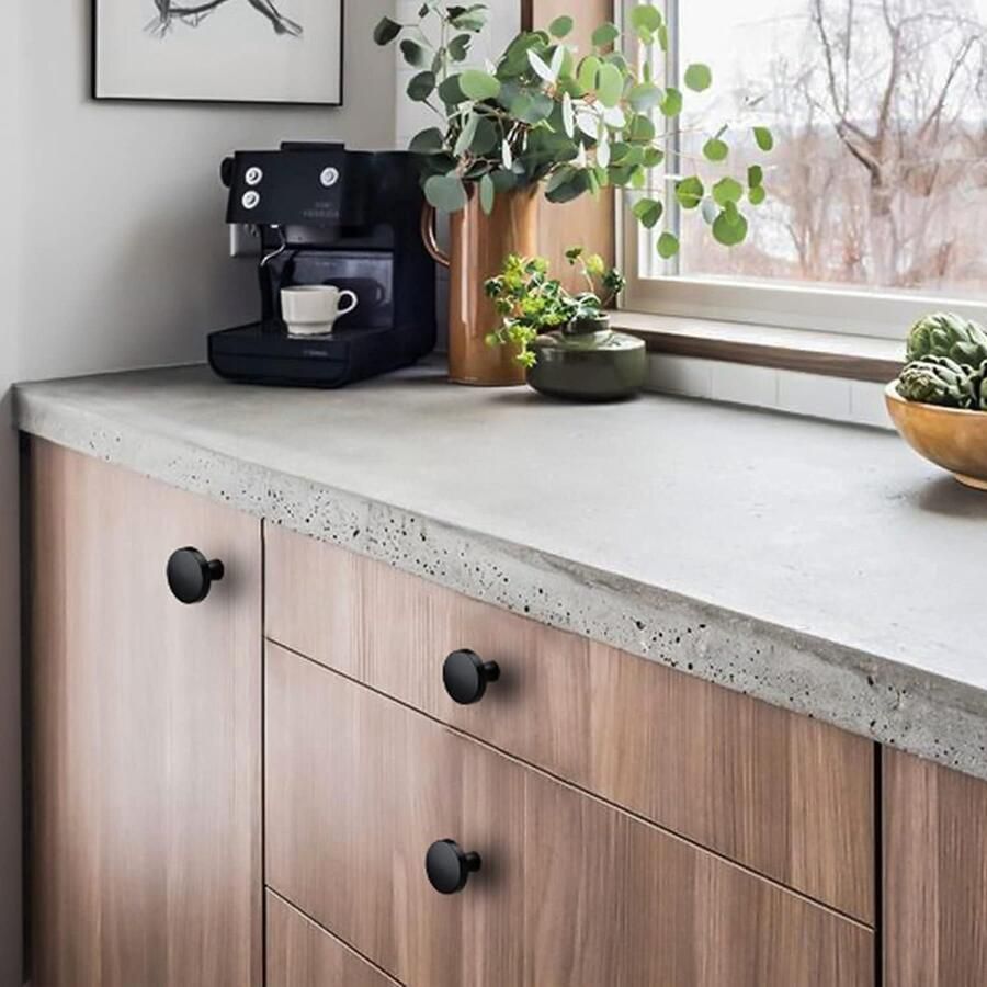 20 stuks kastknoppen zwart mat meubelknoppen ladeknoppen moderne meubelknoppen ronde deurknoppen keukenknoppen kast meubelknop ladeknop geborsteld één gat - Foto 2