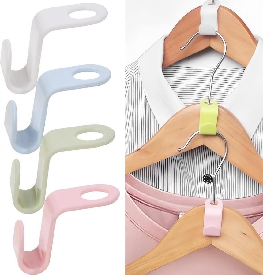 20 stuks kledinghangerconnectorhaken kledinghangerconnector kledinghangerclip kledinghangerverlengclips voor kledingkasten (roze blauw groen en wit)
