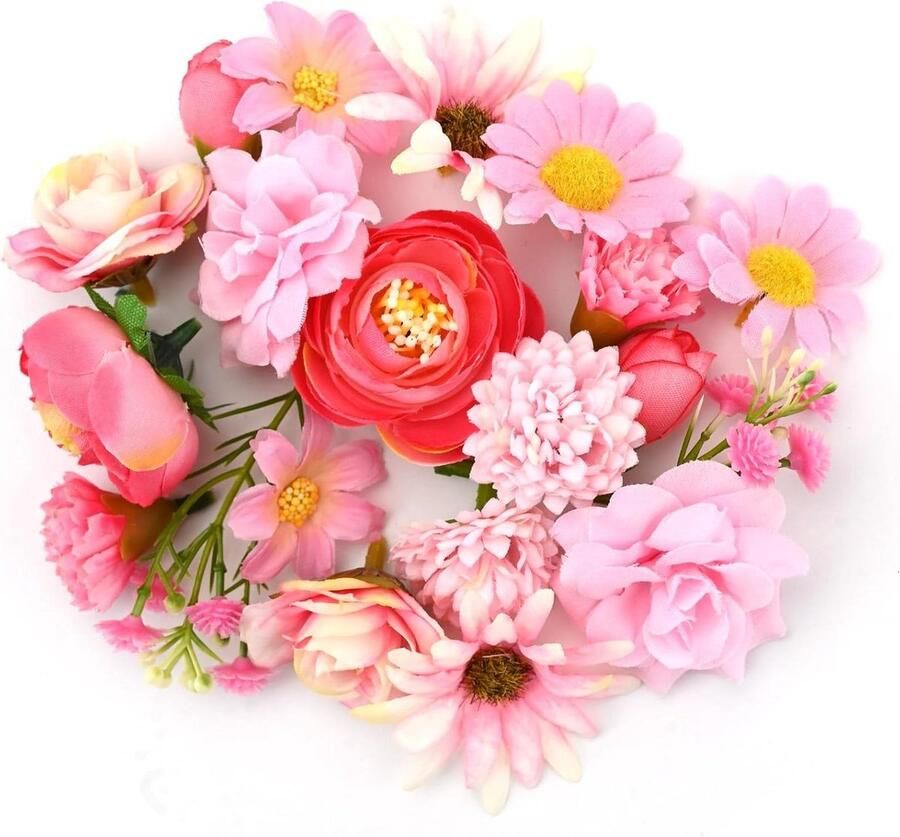 20 stuks kleurrijke kunstmatige rozenbloemhoofden doe-het-zelf bloemdecoraties mini-zijden nepbloemen ambachtelijke bloemen kunstzijde bloem knutselwerk nepbloem voor tafel bruiloft feest