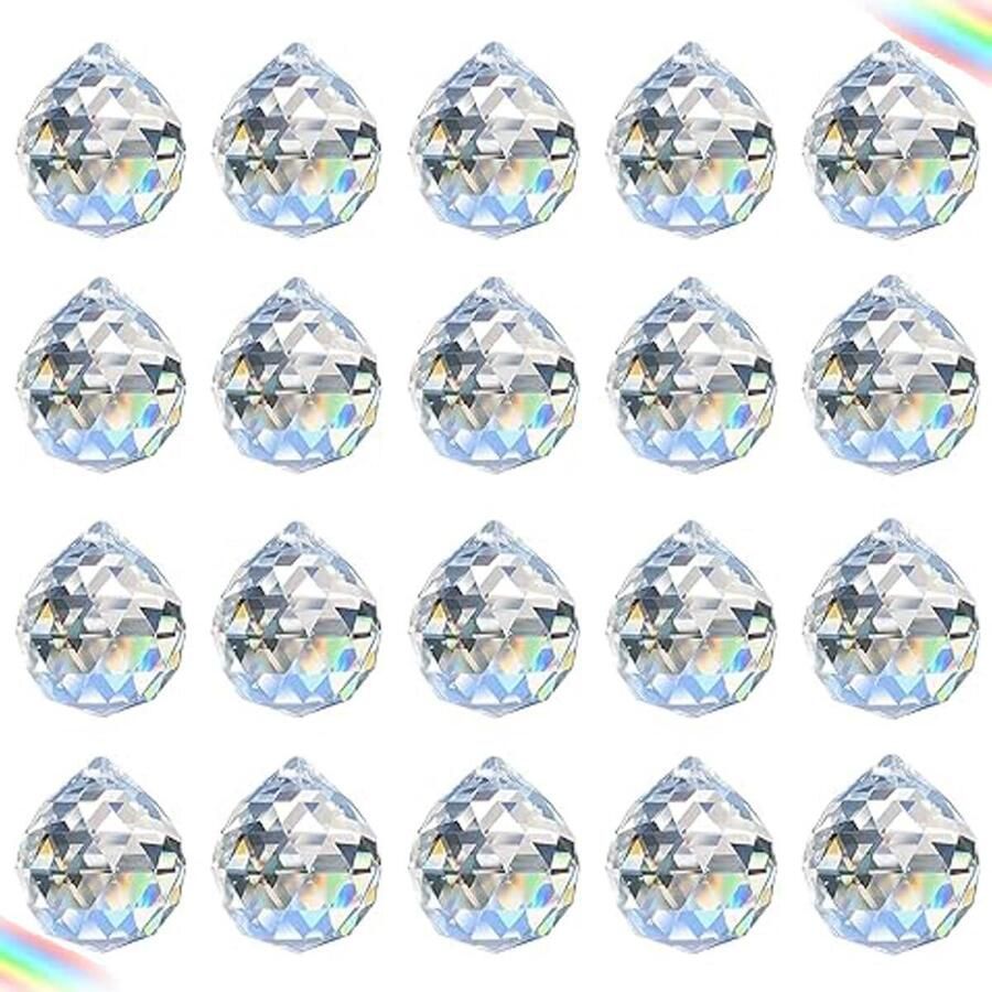20 stuks kristallen bollen zonnevanger 20 mm kristalglazen bol prisma-kristal voor kroonluchters hangers raam huis prisma decoratie