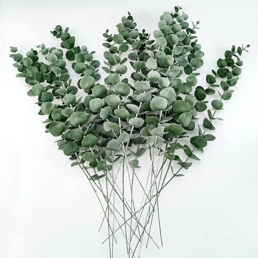 20 Stuks Kunstmatige Eucalyptus Takken 38 cm Nep Bloemendecoratie voor Bruiloft en Huis Droogbloemen Decoratie voor Tuin Tafel en Vazen