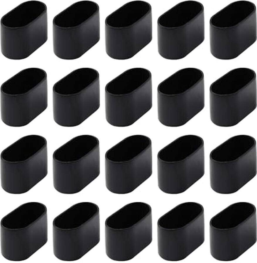 20 Stuks Ovalen Stoelpootbescherming Zwarte PVC Voor Tafel- en Stoelpoten