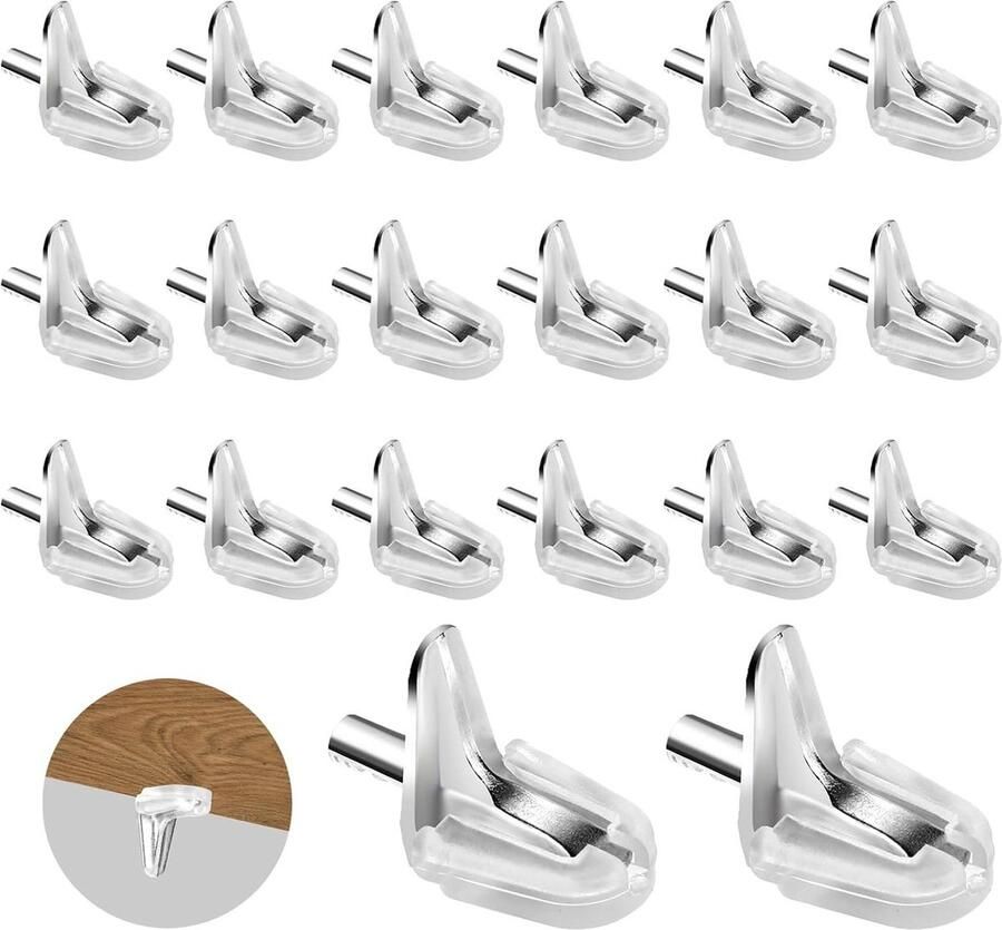 20 stuks plankdragers Ø 3 mm roestvrije plankpennen kunststof glazen plankdragers verzinkt kast boekenkast meubels