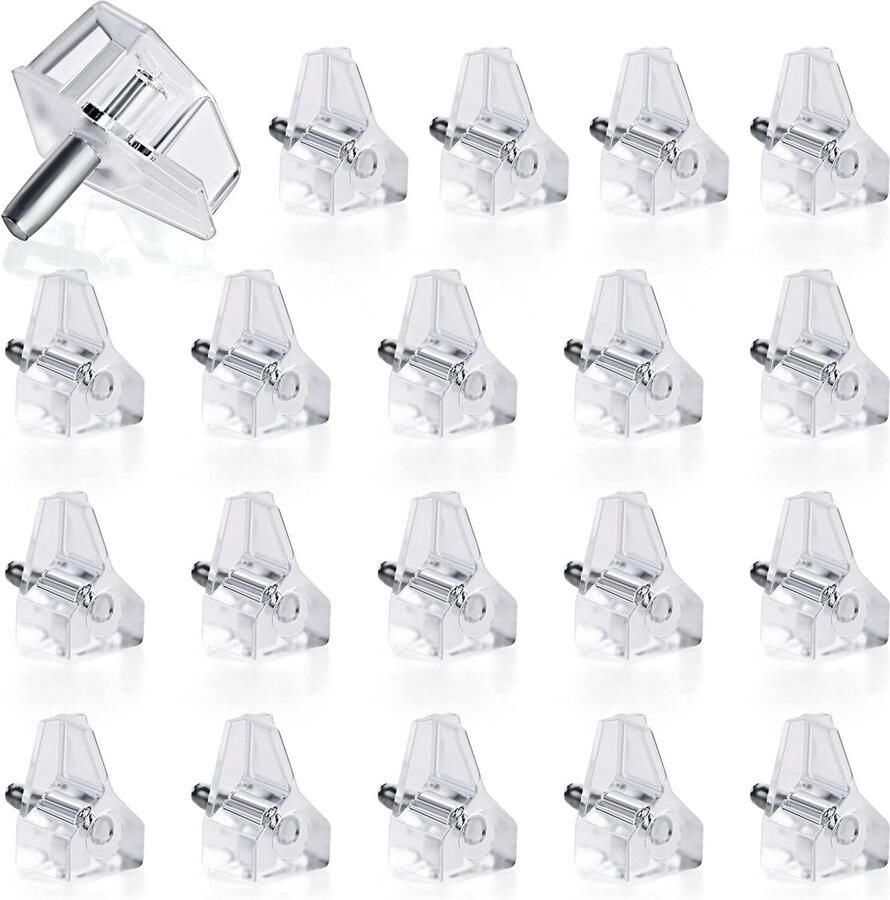 20 stuks plankdragers transparant 3 mm plankdragers voor legplanken kunststof transparant met stalen pen inlegplankhouders voor houten en glazen planken kast rek boekenrek