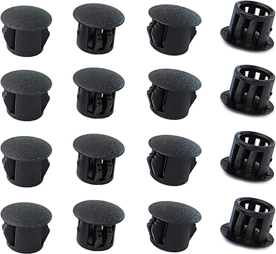 20 stuks Plastic knoppluggen 6mm ronde boorgatafdekkingen Snap-type meubelgatafdekkingen Zwart voor kast Bureau Tafelstoel Kast Garderobe Hoge kwaliteit en duurzaamheid