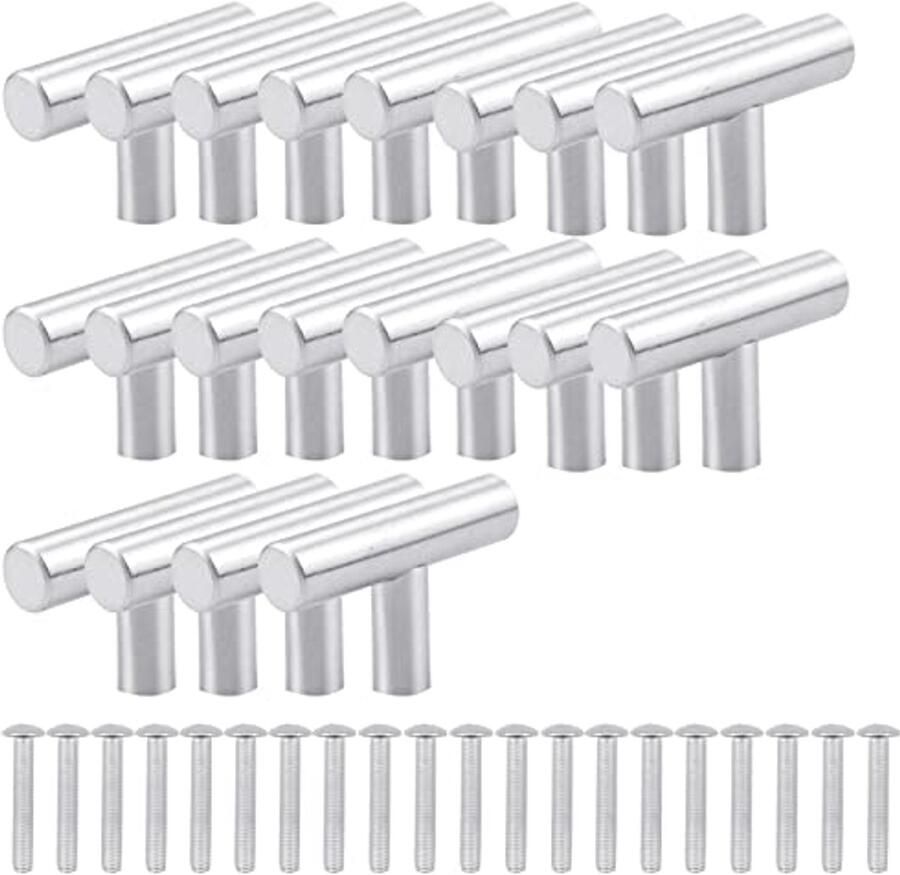 20 Stuks Roestvrij Stalen T-Vormige Handgrepen voor Keukenkasten en Meubels